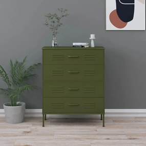 Cassettiera Verde Oliva 80x35x101,5 Cm İn Acciaio /