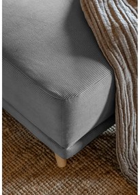 Divano letto angolare in velluto a coste grigio (angolo destro a forma di U) Lazy Lukka - Miuform