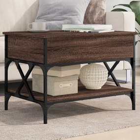 Tavolino salotto rovere marrone 70x50x50cm multistrato metallo