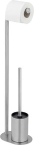 Porta carta igienica color argento opaco in acciaio inox con supporto con spazzola Levante – Wenko