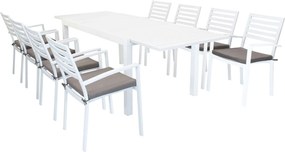 DEXTER - set tavolo in alluminio cm 160/240 x 90 x 75 h con 8 poltrone Dexter
