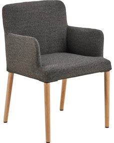 Sedia da pranzo grigia in imbottito con braccioli Zoe – Actona