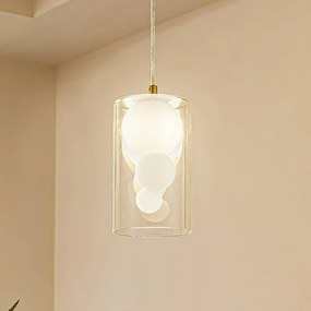 Lampada a sospensione Lindby Kupla, opale/chiaro, vetro, a 1 luce, G9