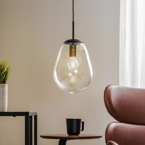 Nowodvorski Lighting Lampada a sospensione Pear S con paralume in vetro, nero