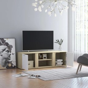 Mobile TV Bianco e Rovere Sonoma 120x34x37cm Legno Multistrato