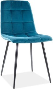 Sedia Mila in velluto turchese/nero Blu85
