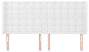 Testiera ad orecchio bianco 183x16x118/128 cm in similpelle