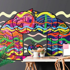 Carta da parati – Gatti innamorati in stile pop art