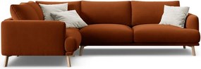 Divano angolare color terracotta (con penisola a sinistra/a L) con rivestimento in velluto Naomi – Micadoni