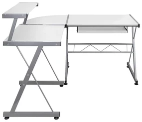 Scrivania computer angolare bianca 132x112x99 legno multistrato
