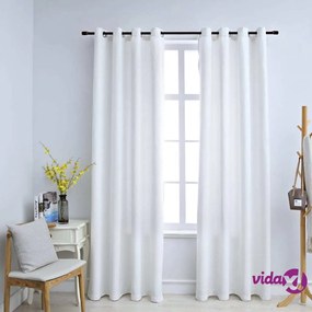 vidaXL Tende Oscuranti con Anelli in Metallo 2 pz Avorio 140x225 cm