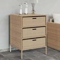 Armadietto Portaoggetti da Giardino Beige 55x59x80cm Polyrattan 365554