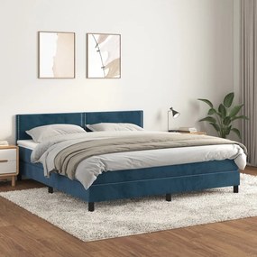 Giroletto A Molle Con Materasso Blu Scuro 160x200 Cm İn Velluto /