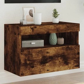 Mobile Tv A Parete Con Luci Led Rovere Fumo 60x30x40 Cm /