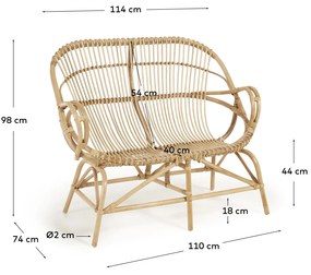 Kave Home - Panca Mimosa in rattan finitura naturale 114 cm