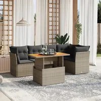 Set Divano da Giardino 5 pz con Cuscini Grigio in Polyrattan 3270822