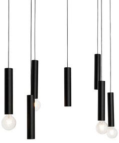 Lampada a sospensione di design ovale nera 7 luci - Tuba
