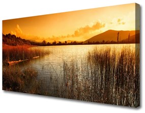 Foto quadro su tela Lago di paesaggio al tramonto 100x50 cm