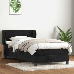 Giroletto A Molle Con Materasso Nero 90x220 Cm İn Velluto /