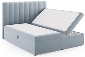 Letto boxspring azzurro con contenitore 180x200 cm Gina - Milo Casa