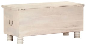 Cassapanca bianca 110x40x45 cm in legno massello di acacia