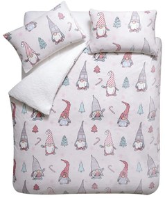 Set copripiumino e federa rosa chiaro in micropile per letto singolo 135x200 cm Festive Gnomes – Catherine Lansfield