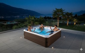 Vasca Idromassaggio da Esterno Spa Riscaldata 160x160x65 cm 6 Posti Wi-Fi Tribeca Smart...