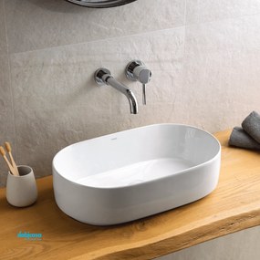 Lavabo D'Appoggio Da 53x31,5 Cm Finitura Bianco Lucido