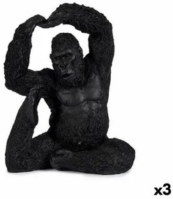 Statua Decorativa Yoga Gorilla Nero 15,2 x 31,5 x 26,5 cm (3 Unità)
