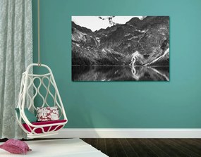 Stampa su tela – Morskie Oko nei Tatra in bianco e nero