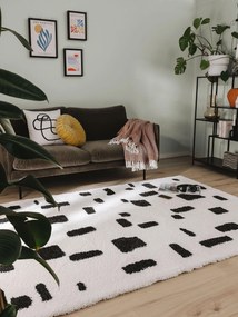 benuta Pop Tappeto a pelo lungo Louise Bianco & Nero 120x170 cm - Tappeto design moderno soggiorno