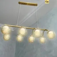 Lampadario moderno pendente luce LED bronzo dorato 8 lampade attacco G9 globo vetro illuminazione salone cucina ristorante 230V