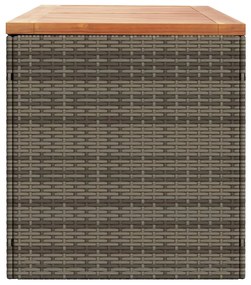 Contenitore giardino grigio 220x50x54cm polyrattan legno acacia