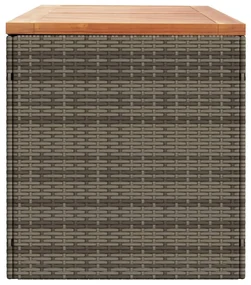 Contenitore giardino grigio 220x50x54cm polyrattan legno acacia
