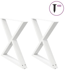 Gambe Per Tavolo Da Pranzo 2 Pz Bianco 90x(72-73,3) Cm Acciaio /