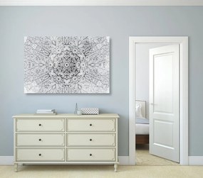 Stampa su tela – Mandala etnica in bianco e nero