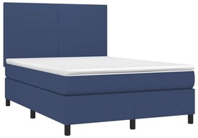 Letto a molle con materasso e led blu 140x190 cm in tessuto