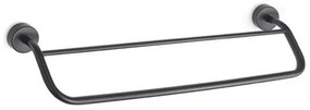Kamalu - Porta salviette barra doppia 50 cm in acciaio inox nero opaco | Monde-N