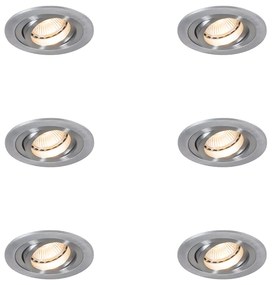 Set di 6 Faretti da Incasso Moderni in Acciaio - Rondoo
