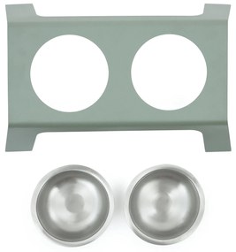 Kave Home - Ciotola cibo/acqua con supporto pets Rocky in acciaio inossidabile verde 40 x 25 cm