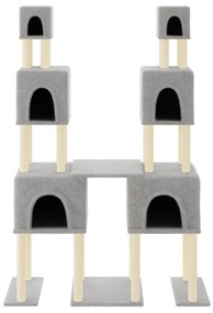 Albero per gatti con tiragraffi in sisal grigio chiaro 199 cm