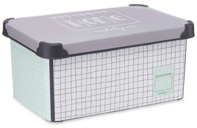 Scatola portaoggetti con coperchio Home Con griglia Grigio Plastica 10 L 23,5 x 16,5 x 35 cm (12 Unità)