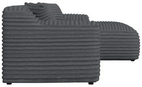 Divano angolare grigio scuro (con penisola a destra e chaise lounge) rivestito in velluto a coste Martin – Ropez