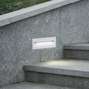 Lucande Applique a LED da incasso Loya, 23 x 8 cm, bianco, IP54 Loya, Bianco / Opale, Alluminio, Moderno, Applique da esterni
