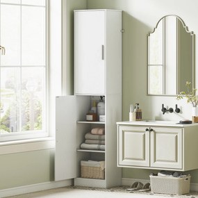 Mobile da Bagno a Colonna 40x35x180 cm con 2 Armadietti in Legno Bianco...