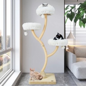 Costway Albero per gatti alto 178cm con telaio in metallo pali e tavoletta tiragraffi in sisal, Torre per gatti 2 Colori