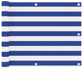 Paravento Da Balcone Bianco E Blu 75x600 Cm İn Tessuto Oxford /