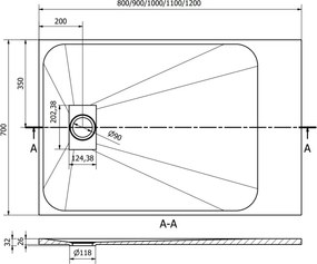 Mexen Hugo piatto doccia rettangolare SMC 100 x 70 cm, bianco - 42107010