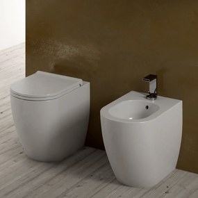 Coppia Di Sanitari a Terra Ceramica Cielo "Mini-Smile 48" Bianco Lucido