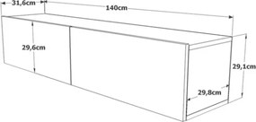 Mobile TV Sospeso 140x32x30 Effetto Legno Rovere E Verde Frame
